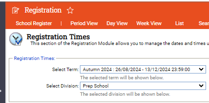 Create the Registration Times — Badminton School